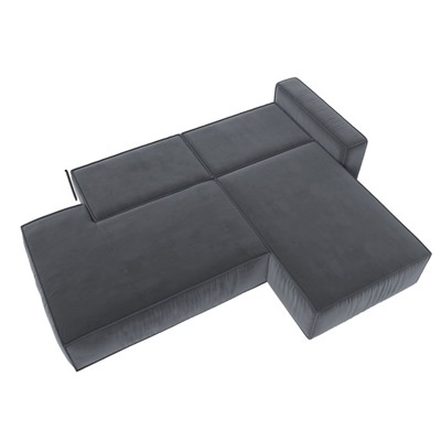 Угловой диван «Прага модерн», правый угол, механизм еврокнижка, велюр, цвет серый