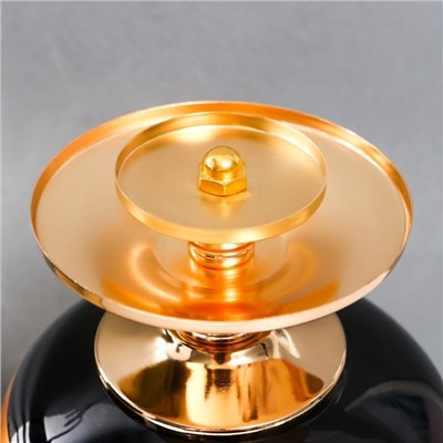 Подсвечник металл, стекло на 1 свечу "Мираж" золото с чёрным 42х17х17 см