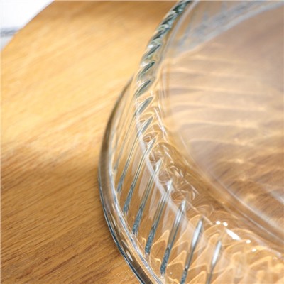 Форма круглая для запекания и выпечки из жаропрочного стекла Borcam, 1,5 л, рифлёная