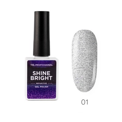 Гель-лак TNL Shine Bright, №01 серебряный луч, 10 мл