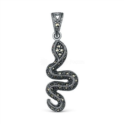 Кольцо змея из чернёного серебра с кубическим цирконием и марказитами GAR3120