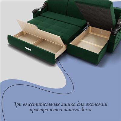 Угловой диван «Дубай 2», ППУ, механизм выкатной, угол правый, велюр, цвет квест 010