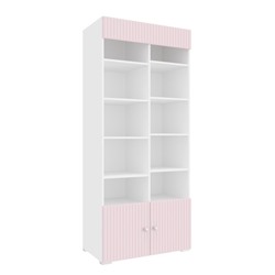 Шкаф «Алиса», комбинированный с 2-мя дверьми и карнизом, 881х465х2020 мм, белый / розовый