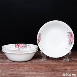 Набор суповых тарелок 4 штуки 500 мл 165 мм гладкая А / LPW65 (19010-1) / С / серия Розовая композиция
