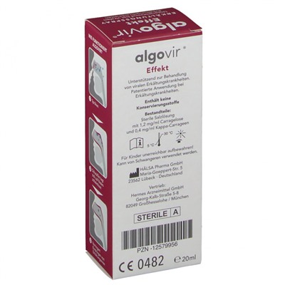 algovir (алговир) Erkaltungsspray EFFEKT 20 мл Спрей в нос для профилактики и лечения ОРВИ
