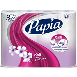 Туалетная бумага Papia (Папия) Балийский цветок, 3-слойная, 12 рулонов