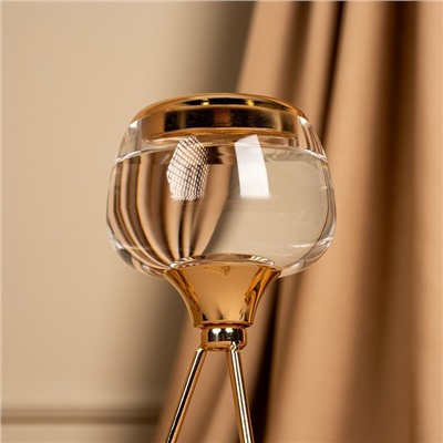 Подсвечник металл, стекло на 1 свечу «Изысканность» цвет золото 9.5 х 9.5 х 22.5 см