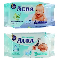 Влажные салфетки для детей Aura (Аура) Ultra Comfort, 60 шт