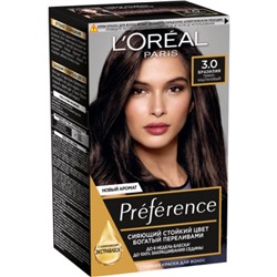 Краска для волос L'Oreal Preference Recital «Бразилия», тон 3, тёмно-каштановый