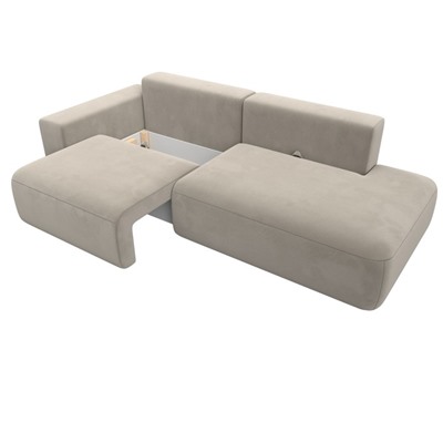 Прямой диван «Лига 036 Модерн», подлокотник слева, еврокнижка, микровельвет, бежевый