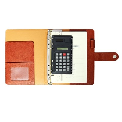 Органайзер на кольцах, обложка ПВХ, А5, 140 листов в клетку, на кнопке, с калькулятором, МИКС