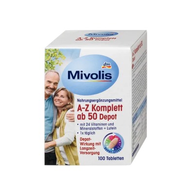 Mivolis A-Z Komplett ab 50 Tabletten Комплексные витамины против старения От А до Z Komplett, для людей старше 50 лет, 100 шт