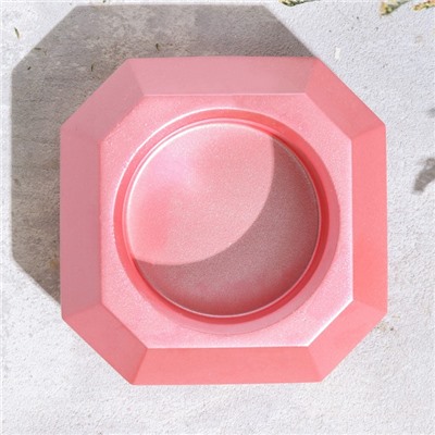 Подсвечник "Квадрат" из гипса со скошенными углами малый,9х3,5см,розовый