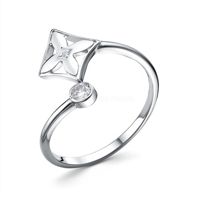 Кольцо из серебра с фианитами родированное - Клевер 211-10-052р