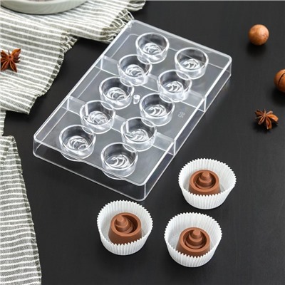 Форма для конфет и шоколада «Конфи», 10 ячеек, 20×12×2,5 см, ячейка 3×1,5 см