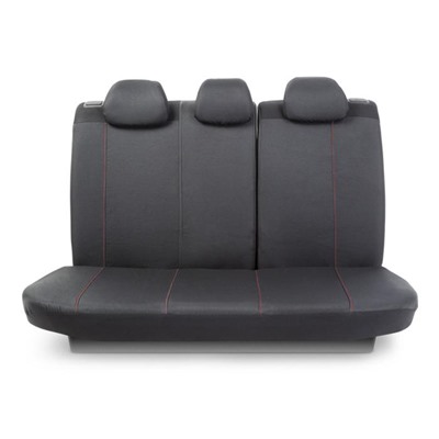 Авточехлы Polo GTi, материал жаккард, 2 мм поролон, 3D крой, 11 предметов, валики для быстрой фиксации переднего ряда, 5 подголовников, 2 молнии, AIRBAG черный/серый/красный