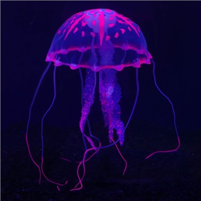 Декор для аквариума "Медуза" силиконовая, с неоновым эффектом, 10 х 10 х 20,5 см, фиолетовая   71088