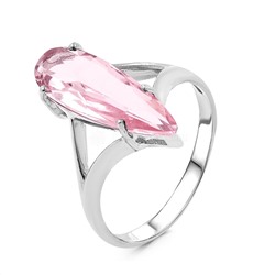 Кольцо из серебра с пл.розовым кварцем родированное