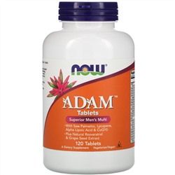 NOW Foods, Adam, лучшие мультивитамины для мужчин, 120 таблеток