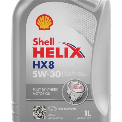 Масло моторное Shell Helix HX8 5W-30, синтетическое, 1 л 550040462