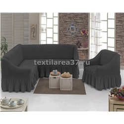 Чехол на угловой диван + кресло (2 предмета) 09 (темно-серый)