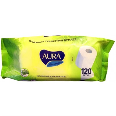Влажная туалетная бумага Aura (Аура) Ultra Comfort с алоэ вера, 120 шт