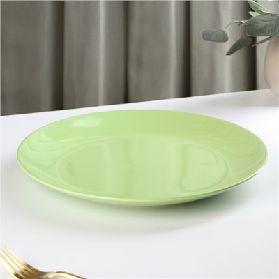 Тарелка керамическая обеденная Доляна «Пастель», d=27 см, цвет зелёный