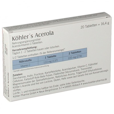 Kohler_s (Кохлер_с) Acerola 20 шт