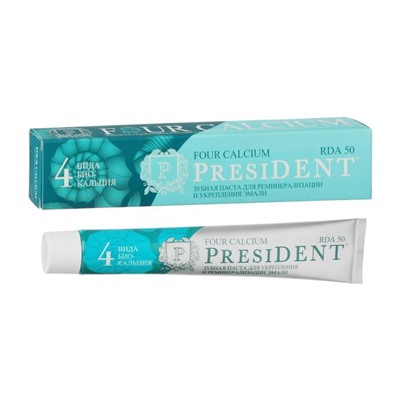 Зубная паста President Four Calcium, 50 RDA, 75 мл