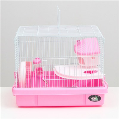 Клетка для грызунов "Пижон", с наполнением, 44,5 х 31 х 36,5 см, розовая
