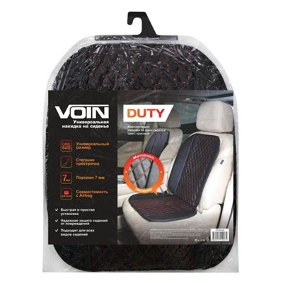 Накидка на сиденье универсальная VOIN Duty, экокожа, комплект 1шт, стеганая, красный