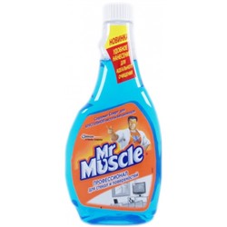 Моющее для стекла Mr. Muscle (Мистер Мускул) со спиртом, сменная бутылка, 500 мл