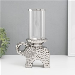 Подсвечник керамика, стекло на 1 свечу "Слон" d=8 см серебро 16х10х27 см