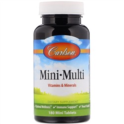 Carlson Labs, Mini-Multi, витамины и минералы, без железа, 180 таблеток