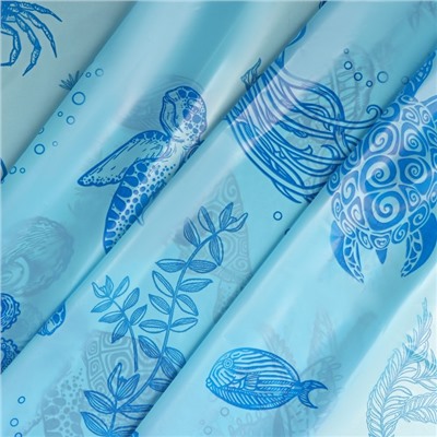 Штора для ванной «Подводный мир», 180×180 см, цвет синий
