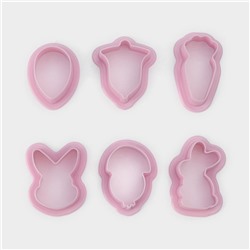 Набор форм для печенья Доляна «Пасхальный», 6 шт, 8×7×2 см, цвет розовый