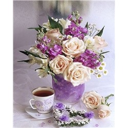 Картина по номерам 40х50 - Цветы и чай