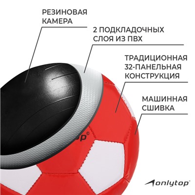 Мяч футбольный ONLYTOP, EVA, машинная сшивка, 32 панели, р. 2, цвет МИКС