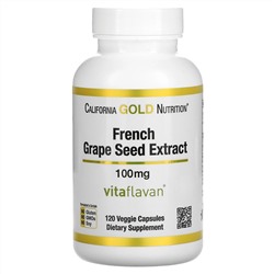 California Gold Nutrition, VitaFlavan, экстракт косточек французского винограда, полифенольный антиоксидант, 100 мг, 120 растительных капсул