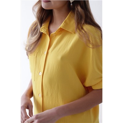 10631 Платье-рубашка лимонное в полоску