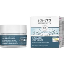lavera (лавера) basis sensitiv Anti-Falten Nachtcreme Q10, Лавера Ночной крем регенерирующий с коэнзимом Q10, органическим маслом жожоба и маслом ши 50 мл