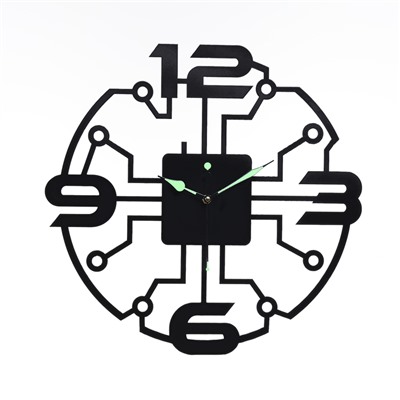 Часы настенные из металла "Микросхема", бесшумные, d-40 см, светящиеся, АА