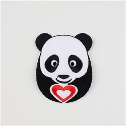 Термоаппликация «Панда с сердцем», 5,7 × 7 см, цвет чёрный/белый