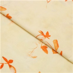Ткань плательная софт набивная, стрейч, ширина 148 см, цвет оранжевый