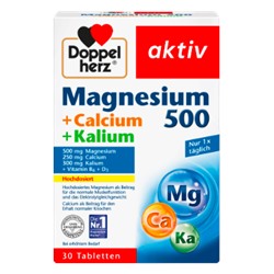 Doppelherz Magnesium 500 + Calcium + Kalium Tabletten, Доппельхерц Магний 500 + Кальций + Калий, 30 шт