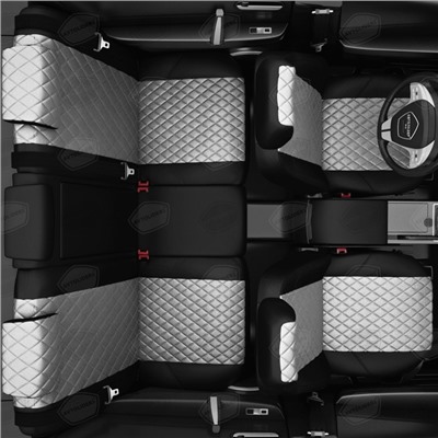 Авточехлы для Renault Duster 1 с 2015-2021 г., джип, перфорация, экокожа, цвет светло-серый, чёрный
