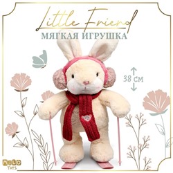 Мягкая игрушка "Little Friend", зайка на лыжах, красный шарф