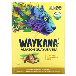 Waykana, Amazon Guayusa Tea, какао-гуаюса, 16 чайных пакетиков, 32 г (1,13 унции)