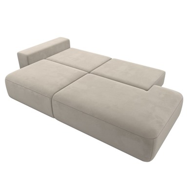 Прямой диван «Лига 036 Модерн», подлокотник слева, еврокнижка, микровельвет, бежевый