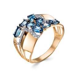 Золотое кольцо с натуральными топазами - КЛ3067-28